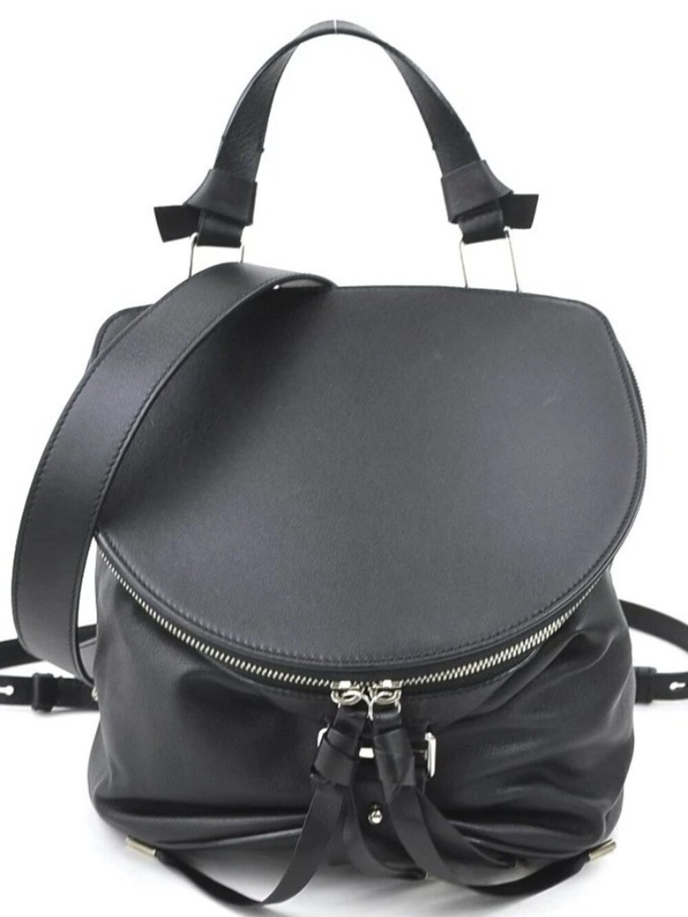Auth BALLY HARRYET SM Backpack Shoulder Bag Black Leather/Silvertone